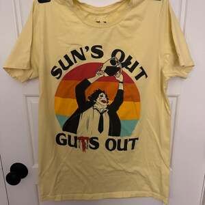 Texas Chainsaw Massacre Sun's Out Gut's Out Men's Yellow T-Shirt